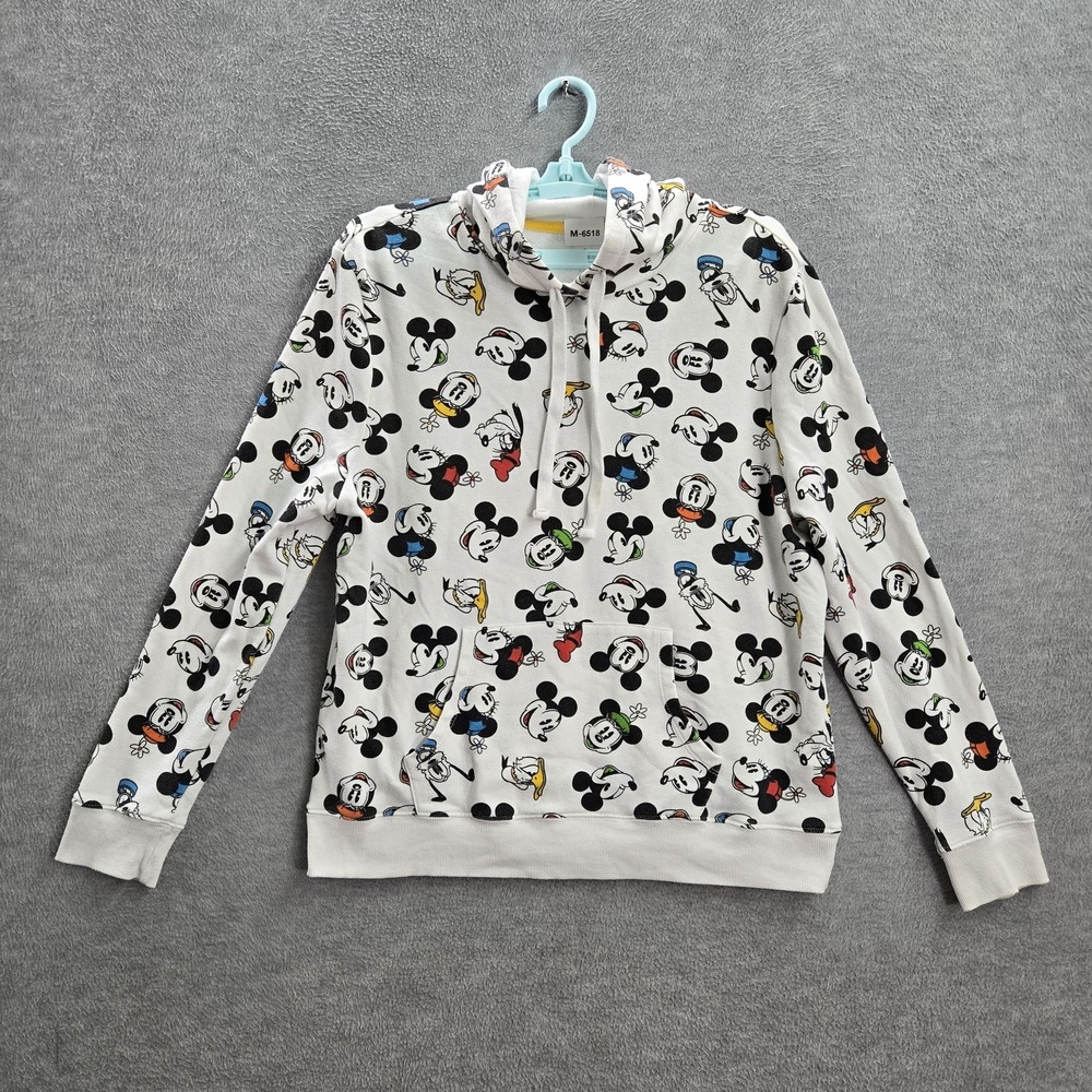 Disney Women Hoodie L White Graphic Print‎ Mickey Mouse Long Sleeve Logo